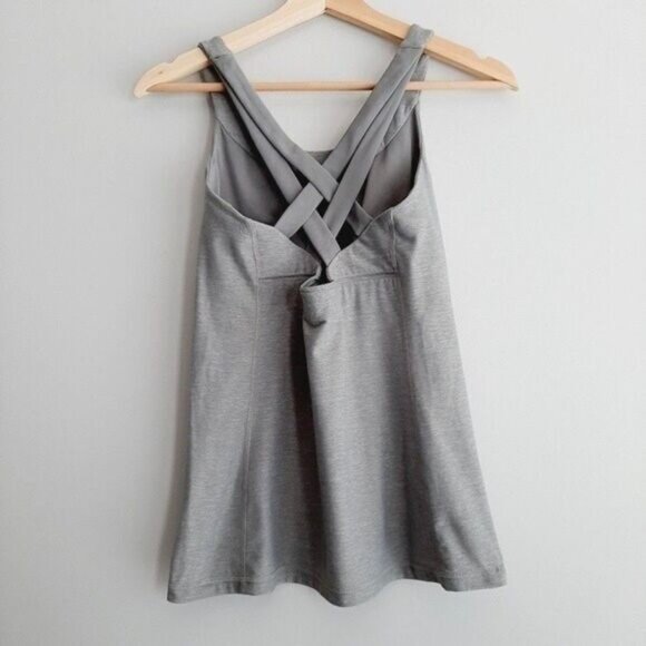 LULULEMON Tank Top Built-in-Bra Strappy Back Sz 8 Flawed - Picture 8 of 12